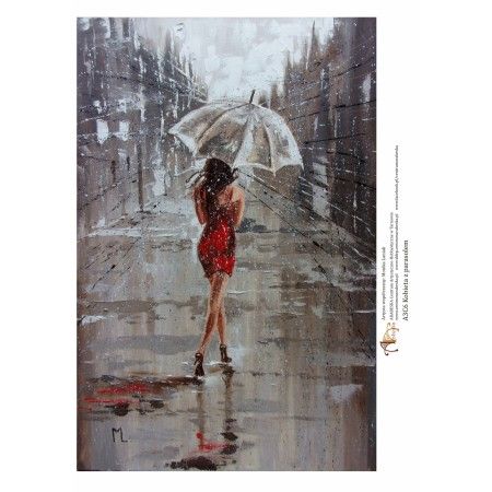 Papier ryżowy Arabeska – A3C6, format A3 – Kobieta z parasolem